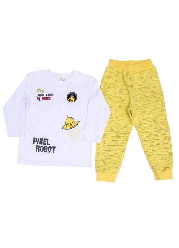 Have Fun - Conjunto Camiseta Calça Moletom Jet Have Fun Branco