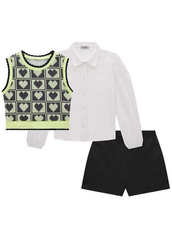 Kukiê - Conjunto Colete Camisa Shorts Infantil Kukiê Estampado