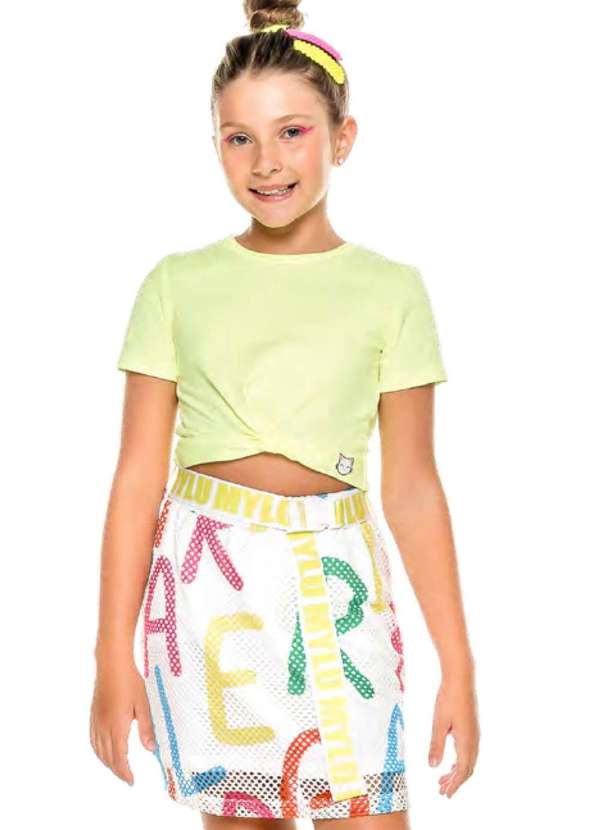Mylu - Conjunto Cropped Saia Letras Mylu Verde