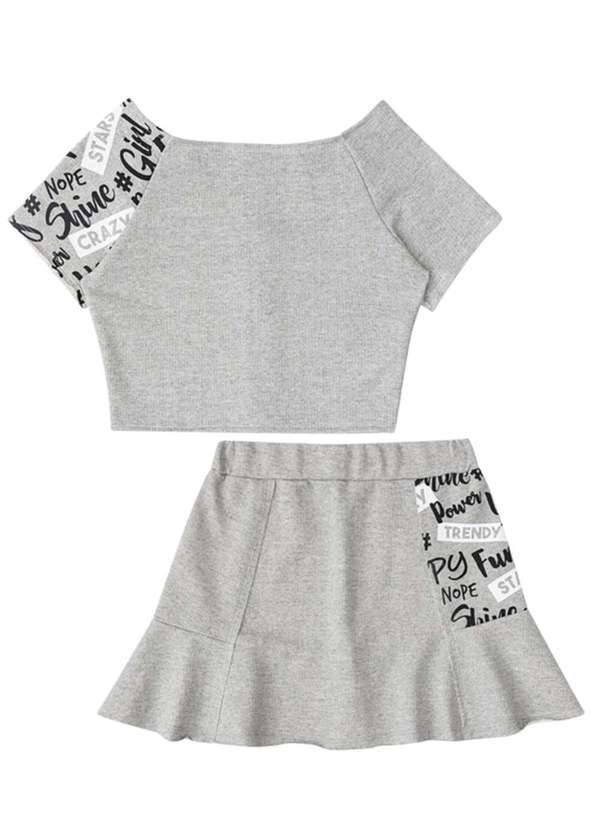 Lilimoon - Conjunto Cropped Saia Mescla Lilimoon Mescla
