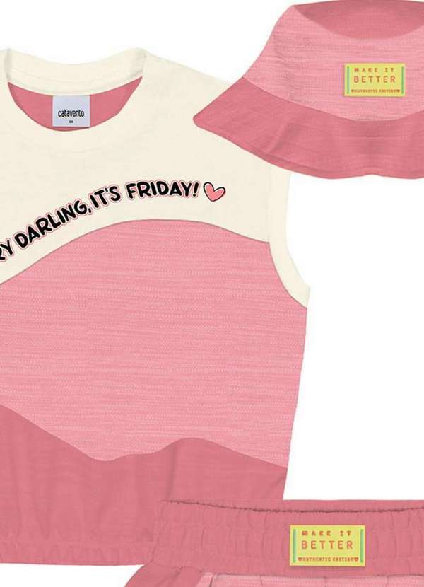 Catavento - Conjunto Curto Três Peças Rosa Infantil Catavento Rosa 2