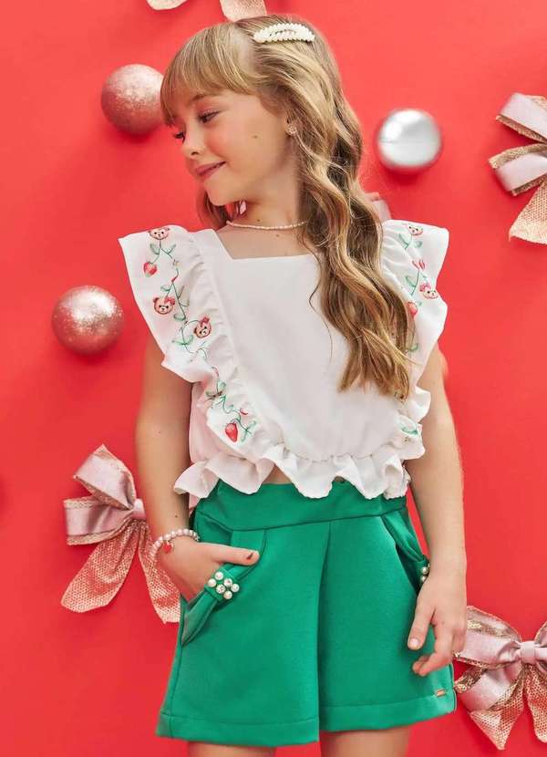 Infanti - Conjunto de Blusa Boxy em Visco Verde Menina Infanti Estampado