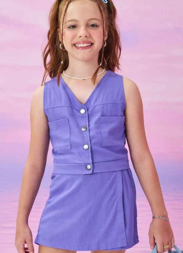 Vic&vicky - Conjunto de Colete Cropped e Short Saia Vic&Vicky Roxo