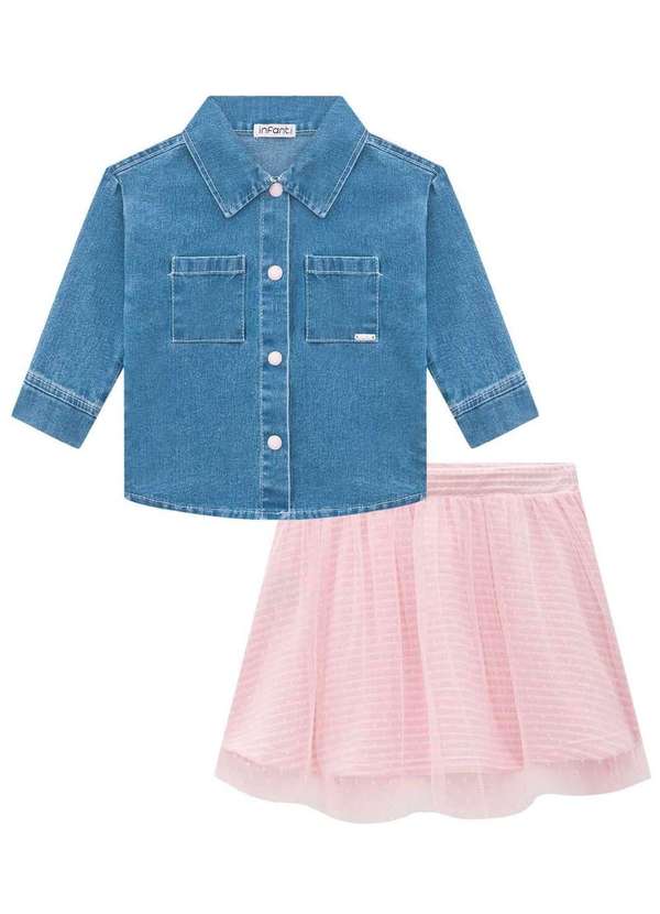 Infanti - Conjunto de Shacket Jeans Bellini Saia Tule Infanti Jeans 2