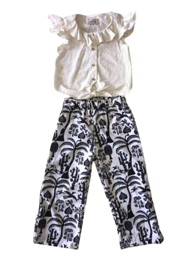 Rosafada - Conjunto Infantil Bata Calça Estampado Rosa Fada Estampado