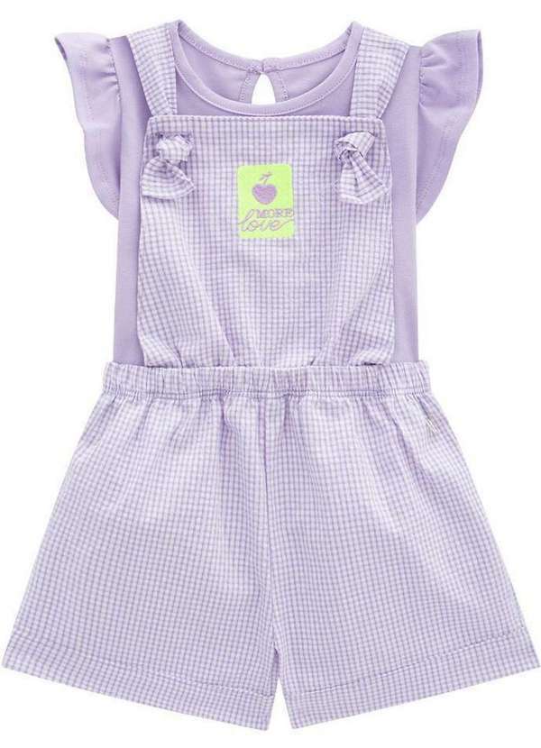 Nina Go - Conjunto Infantil Blusa Cotton Jardineira Lilás Nina Go Lilás