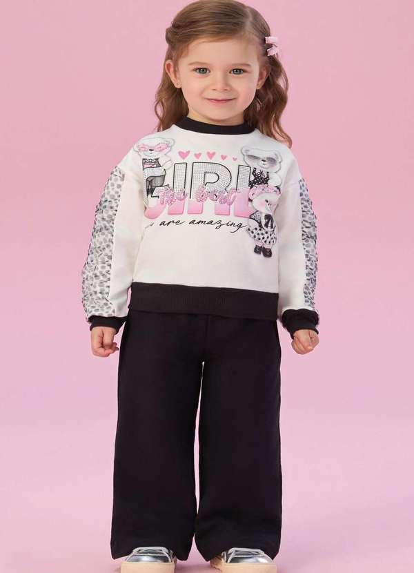 Petit Cherie - Conjunto Infantil Calça Preto Petit Cherie Estampado
