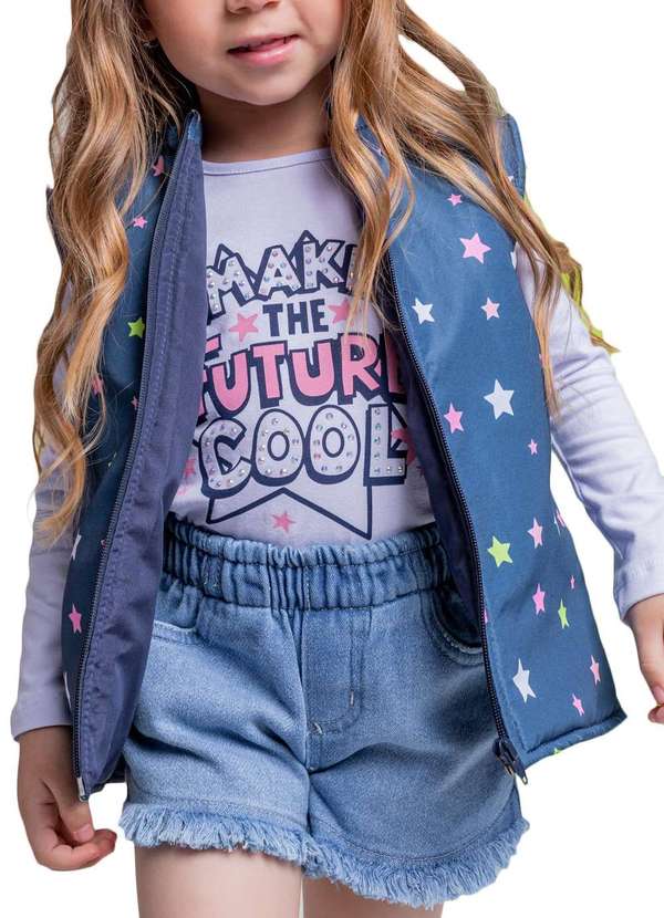 Vigat - Conjunto Infantil Colete Camiseta Bermuda Vigat Estampado