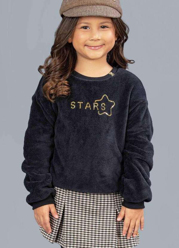 Ok e Pakita - Conjunto Infantil Estampado Saia Pakita Preto