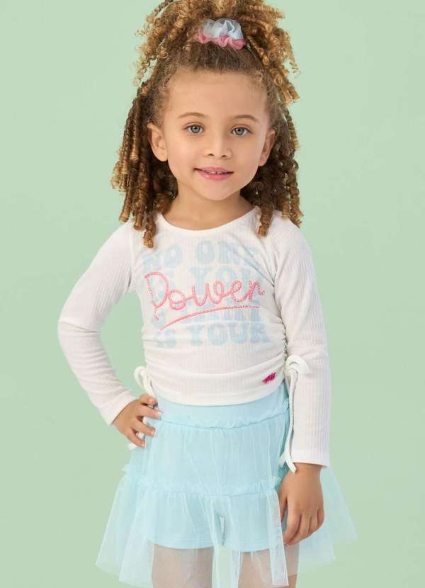 Mon Sucré - Conjunto Infantil Estampado Saia Tule Manga Longa Mon Sucré Estampado