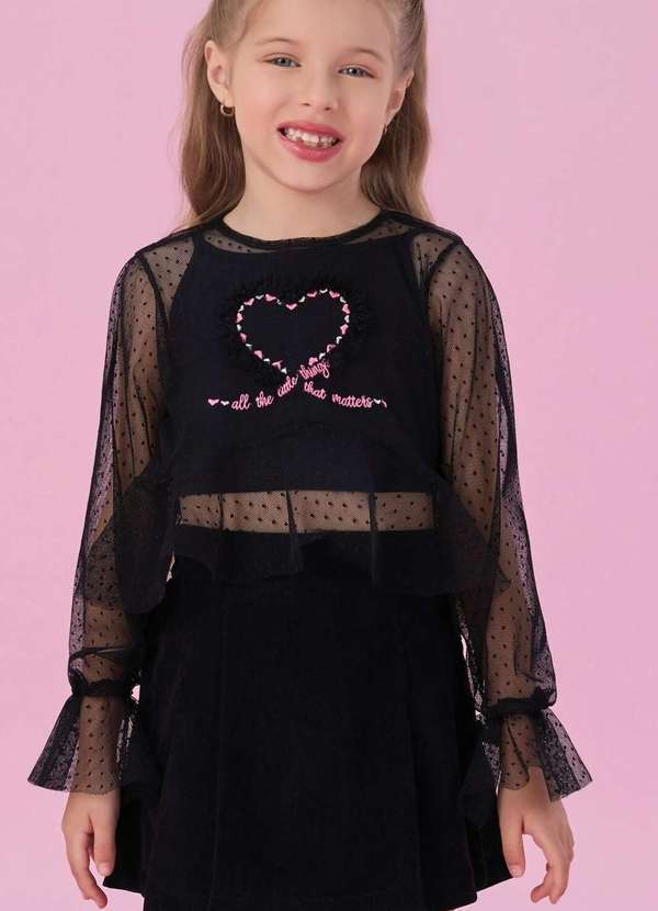 Petit Cherie - Conjunto Infantil Festa Tule Preto Petit Cherie Preto