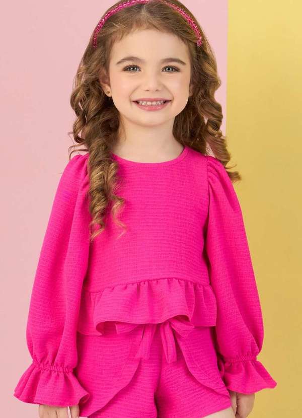 Mon Sucré - Conjunto Infantil Liso Pink Manga Longa Mon Sucré Rosa