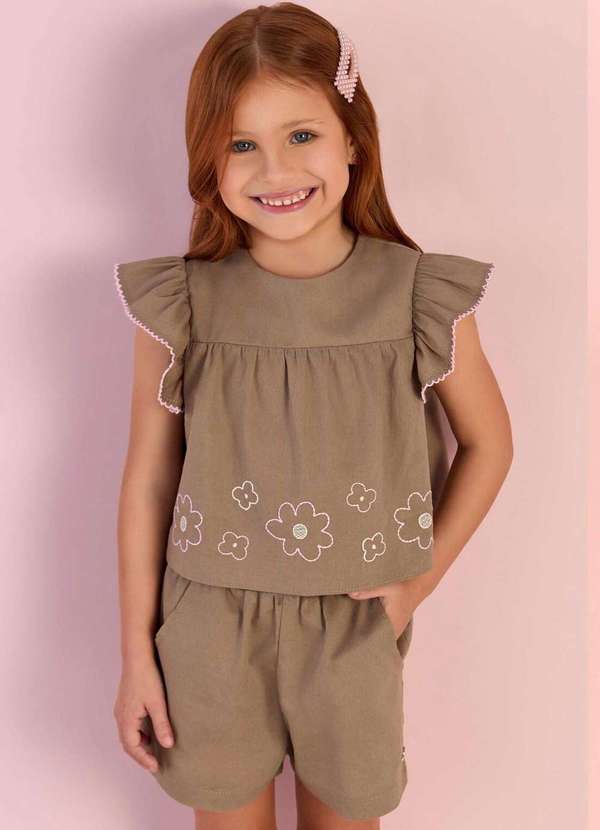 Mon Sucré - Conjunto Infantil Marrom Bordado Mon Sucré Marrom 2