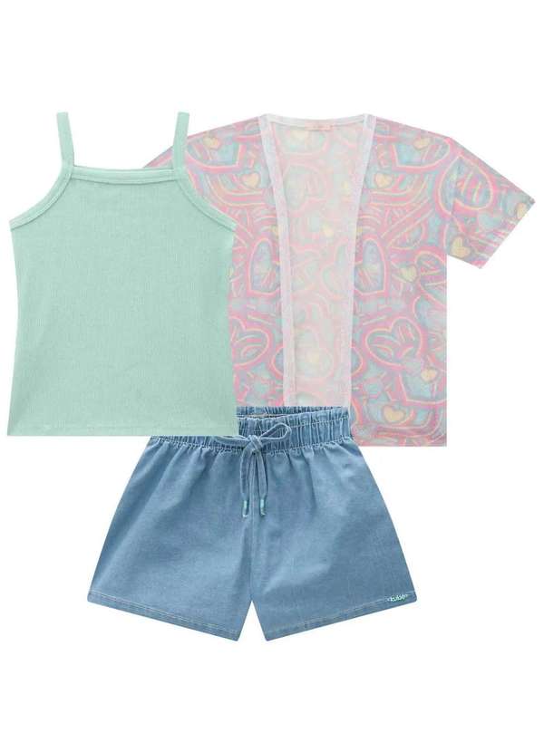 Kukiê - Conjunto Infantil Menina 3 Peças Estampado Kukie Estampado