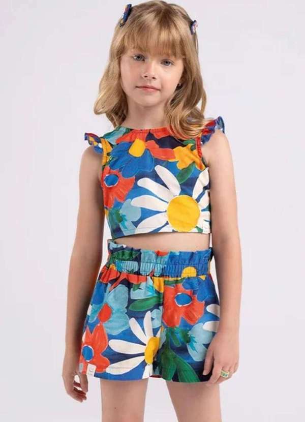 Bugbee - Conjunto Infantil Menina Tricoline Bugbee Estampado