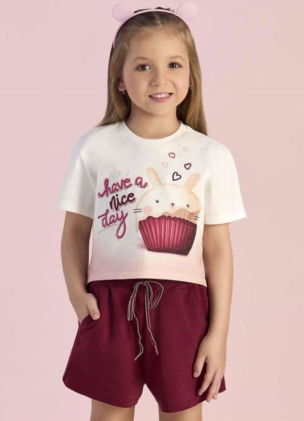 Mon Sucré - Conjunto Infantil Short Docinho Mon Sucré Vinho