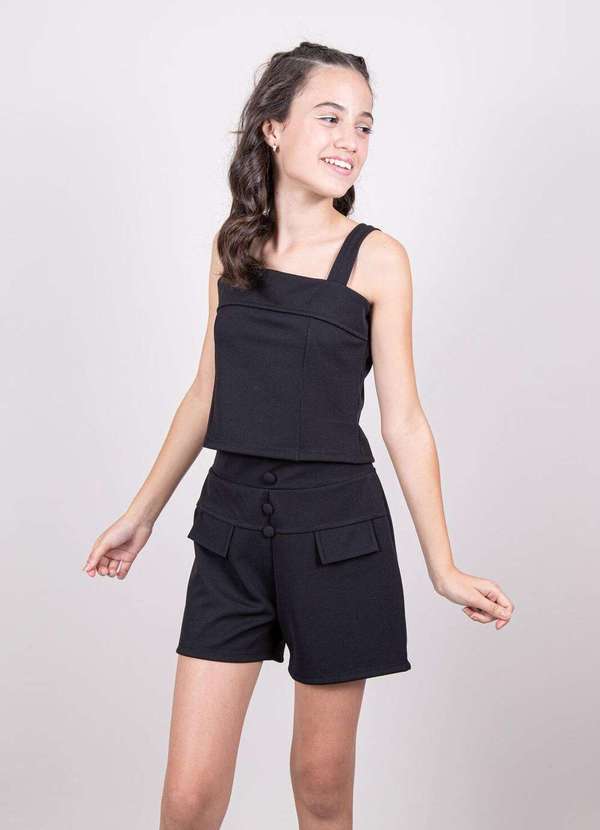 Garotas Teen - Conjunto Juvenil Shorts Preto Garotas Teen Preto