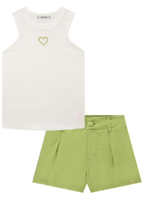 Lilimoon - Conjunto Lilimoon Verde e Branco Menina Estampado