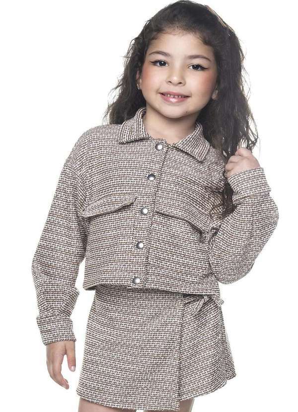 Have Fun - Conjunto Little Boss Tweed Saia Shorts Have Fun Bege