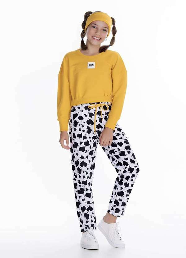 Mylu - Conjunto Longo Calça Blusa Estampado Infantil Mylu Amarelo