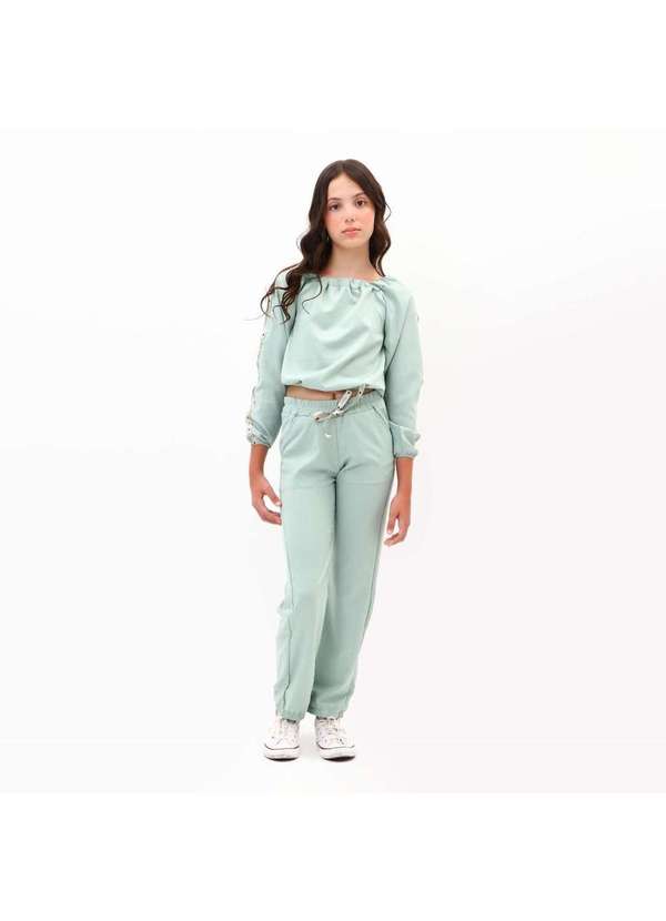 Carol e Dani - Conjunto Longo Calça Juvenil Verde Carol e Dani Verde