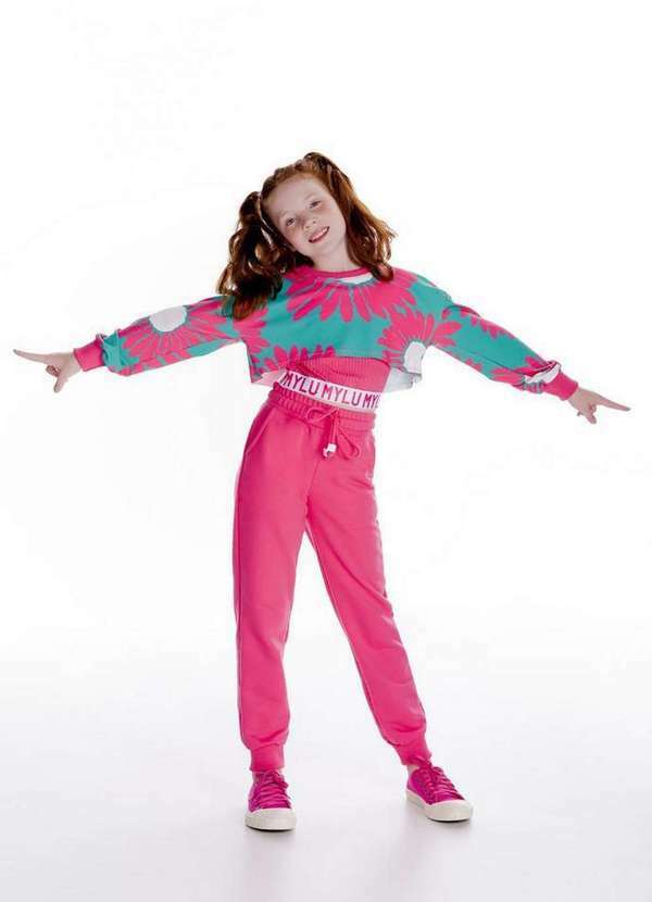 Mylu - Conjunto Longo Três Peças Rosa Infantil Mylu Estampado