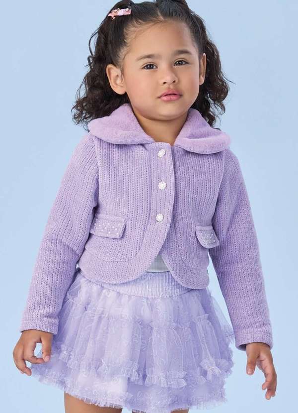 Petit Cherie - Conjunto Manga Longa Menina Tule Petit Cherie Estampado