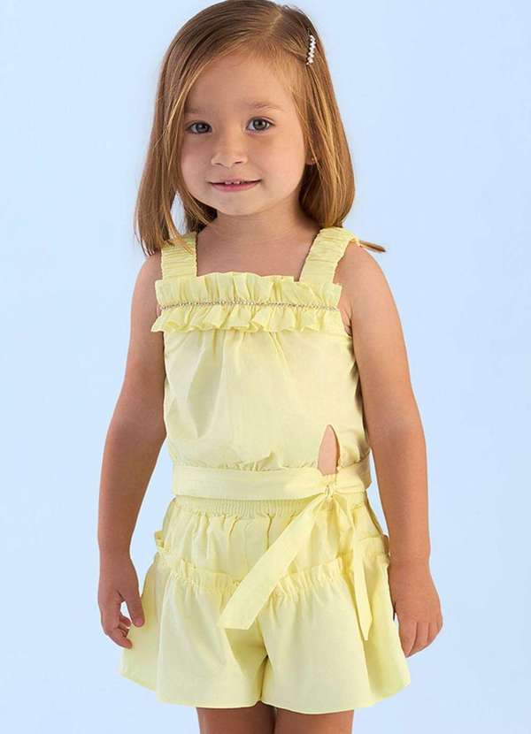 Petit Cherie - Conjunto Menina Amarelo Festa Petit Cherie. Amarelo