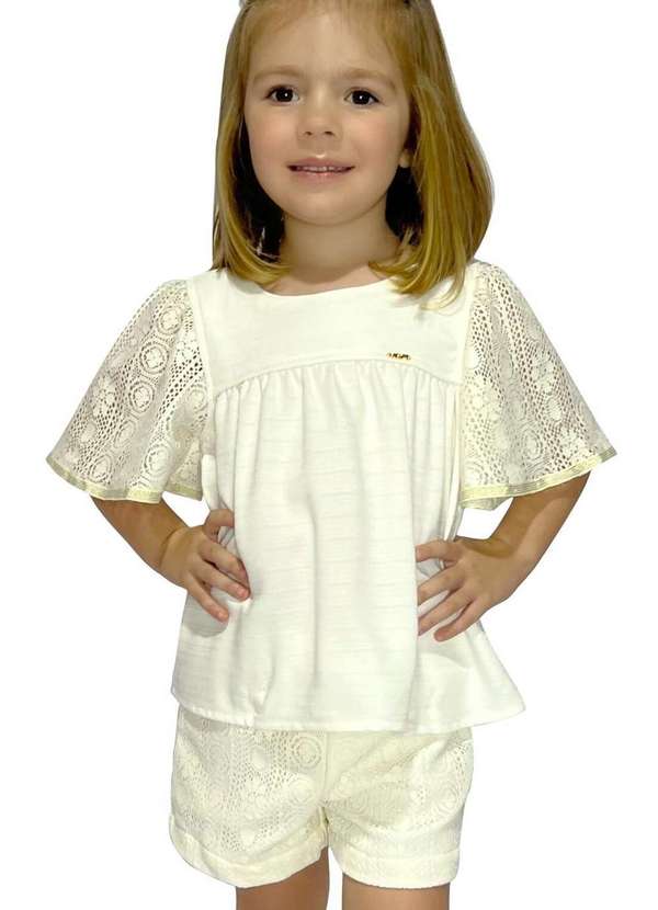 Vigat - Conjunto Menina Branco Shorts Vigat Off White