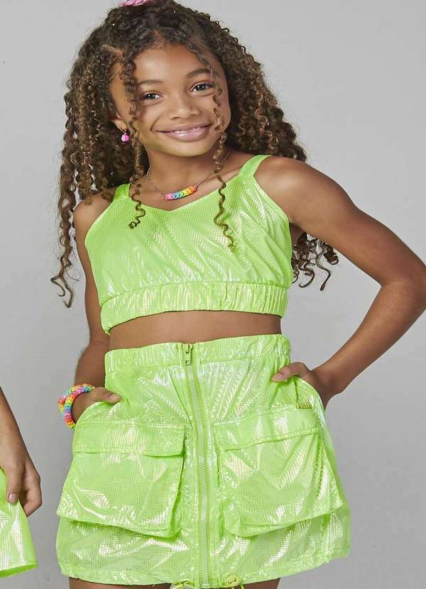 Mylu - Conjunto Menina Shorts Saia Estampado Juvenil Verde Mylu Verde