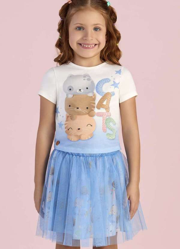 Mon Sucré - Conjunto Menina Tule Estampado Monsucré Estampado