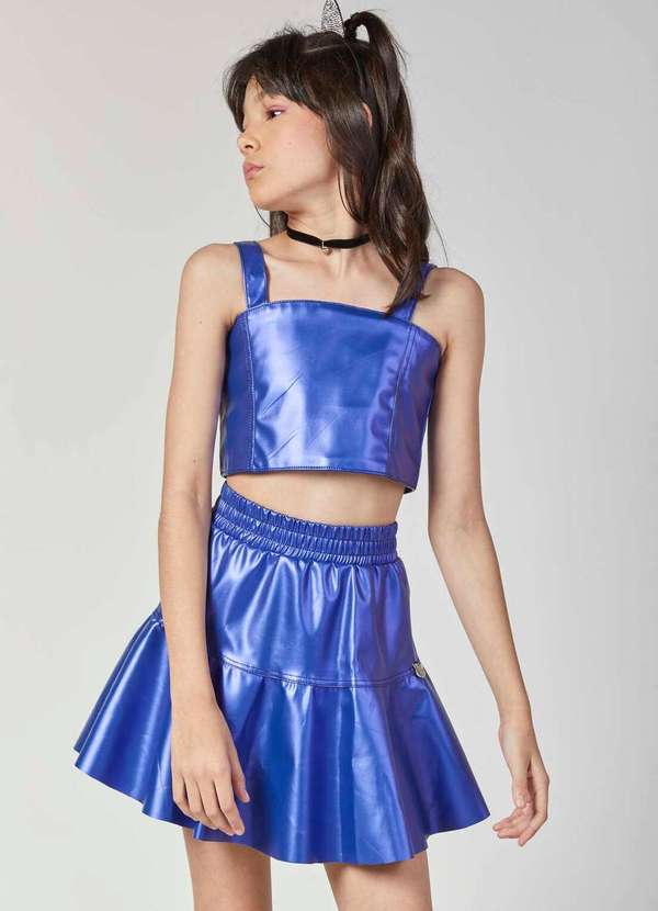 Mylu - Conjunto Saia Azul Metalizado Infantil Mylu Azul