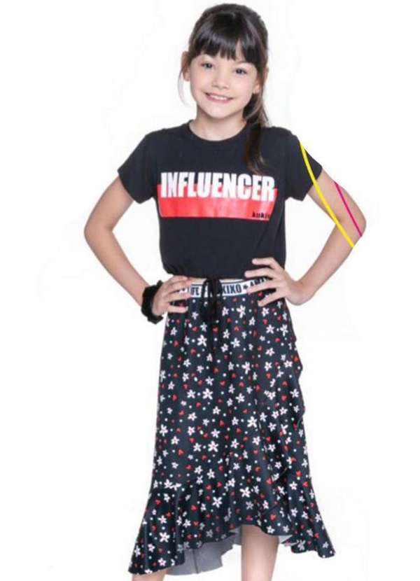 Kukixo - Conjunto Saia Floral Influencer Preto Kukixo Preto 1