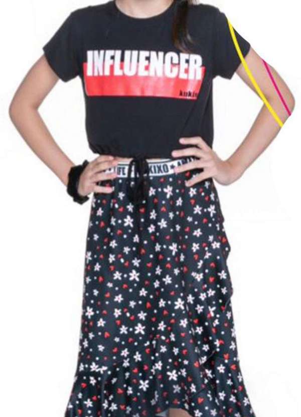 Kukixo - Conjunto Saia Floral Influencer Preto Kukixo Preto 2