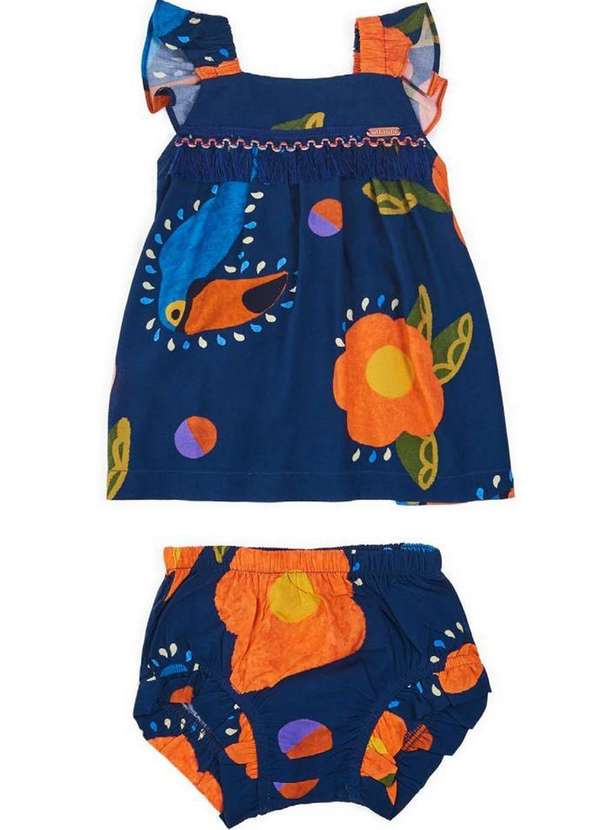 Antonita - Conjunto Short Bata Estampado Azul Antonita Azul Marinho