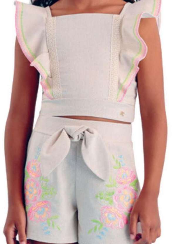 Petit Cherie - Conjunto Shorts Blusa Laço Infantil Petit Cherie Estampado 2