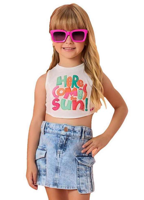 Mon Sucré - Conjunto Shorts Cropped Sun Infantil Mon Sucrê Estampado
