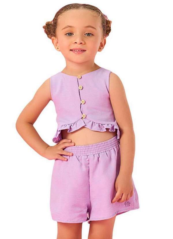Mon Sucré - Conjunto Shorts Lilás Viscose Infantil Mon Sucrê Lilás