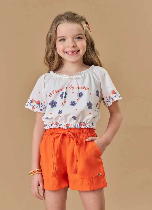 Kukiê - Conjunto Shorts Menina Estampado Kukiê Estampado