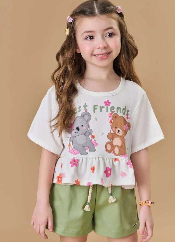 Kukiê - Conjunto Shorts Menina Estampado Kukiê Estampado