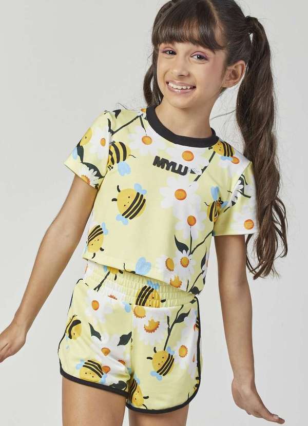Mylu - Conjunto Shorts Menina Estampado Mylu Estampado