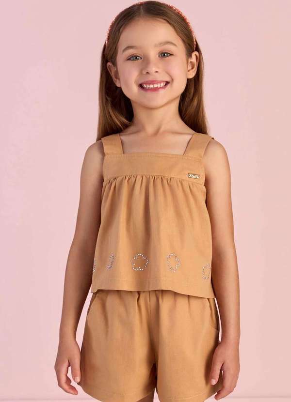Mon Sucré - Conjunto Shorts Menina Marrom Monsucré Marrom 1