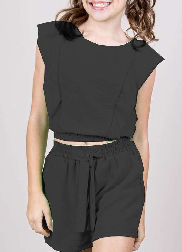 Garotas Teen - Conjunto Shorts Preto Juvenil Garotas Teen Preto
