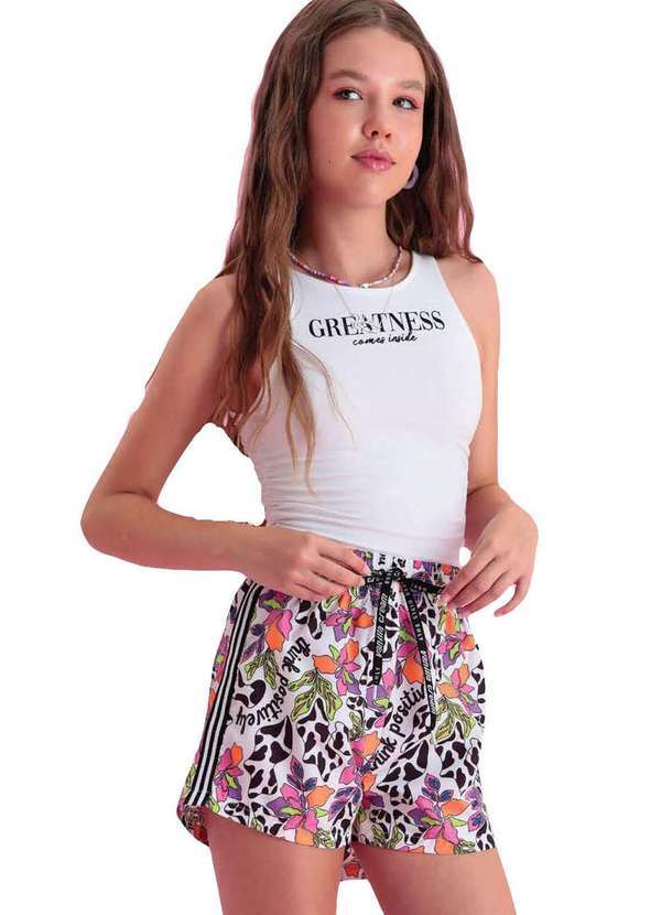 Vanilla Cream - Conjunto Shorts Regata Infantil Vanilla Cream Estampado
