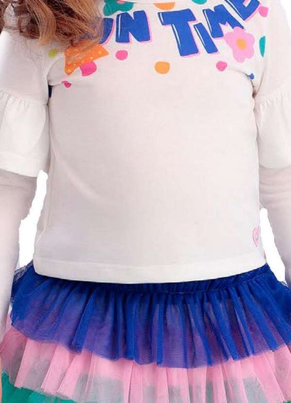 Mon Sucré - Conjunto Shorts Saia Infantil Colorido Mon Sucrê Branco 2