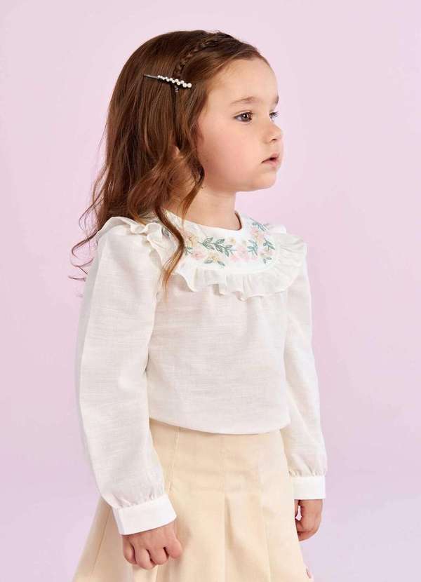 Petit Cherie - Conjunto Shorts Saia Infantil Petit Cherie Off White 2