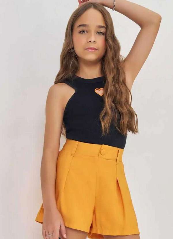 Lilimoon - Conjunto Shrots Juvenil Menina Lilimoon Preto