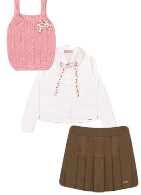 Pituchinhus - Conjunto Três Peças Inverno Infantil Pituchinhus Mescla