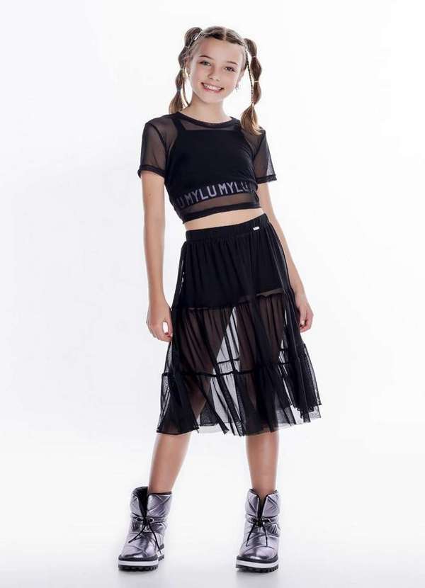Mylu - Conjunto Três Peças Tule Preto Infantil Mylu Preto