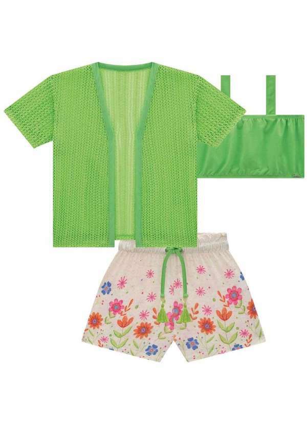 Kukiê - Trio de Kimono em Malha Tricot Kukiê Verde